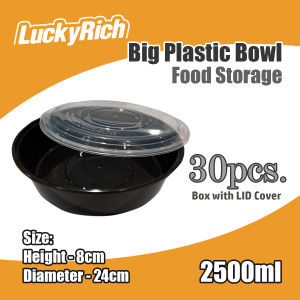 LuckyRich - Big Plastic Bowl 30pcs 2500ml with tight lid cover - Big bowl Food storage