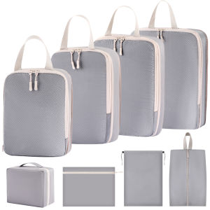 8Pcs Compression Packing Cubes Luggage Bags Breathable Travel Luggage Organizer Foldable Suitcase