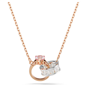 💖Swarovski💖(New) Connexus Mixed Cut Rose Gold Heart Shape White Square Diamond Pendant Necklace S925 Sterling Silver Womens Fashion Necklace Hypoallergenic Non-allergenic Valentines Day Gift Birthday Gift for Girlfriend Bestie