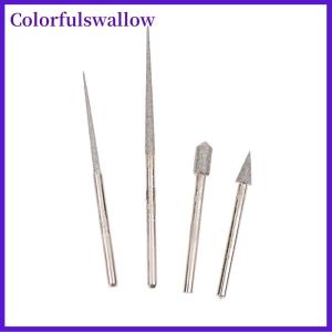 Colorfulswallow 3Mm Shank Kim Cương Mài Đầu Mài Kim Bit Burr Mini Khoan Cho Kim Loại Thủy Tinh Ngọc Khắc Khoan Khắc Công Cụ