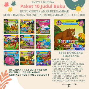 Cerita Anak Bergambar : Seri Dongeng Binatang ( Bilingual Full Colour ) 1 Paket Seri isi 10 buku