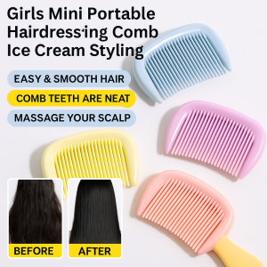 Womens Portable Small Comb Mini Cute Ice Cream Hairdressing Comb Anti-static Childrens Comb Thickened Durable