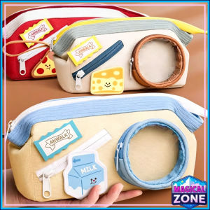 Aesthetic American-Style Food-Themed Pencil Case – High-Capacity Multi-functional Student Stationery Pouch for Pens Makeup & Travel