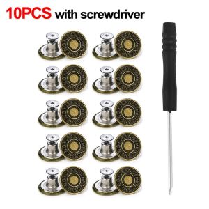 INVADER 10Pcs/pack Nail Free Jeans Buttons Clothing Pants With Screwdriver Waist Buckle Adjustable Sewing Accessories Waist Extenders Button Jeans