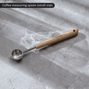 Bincoo muỗng cà phê cán bằng gỗ cà phê muỗng định lượng 304 thép không gỉ muỗng cà phê với tay cầm dài