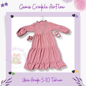 Gamis Anak Perempuan 5-12 tahun Crinkle Airflow Lebaran Mengaji Fashion