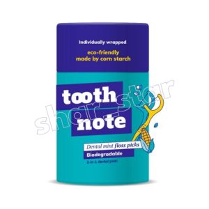 Toothnote Dental Mint Floss Picks 45pcs Biodegradable Corn Starch Eco Friendly 2in1 Interdental Set