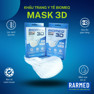 Hộp 10 cái khẩu trang 3D 4 lớp kháng khuẩn Biomeq Mask 3D mềm mịn thời trang