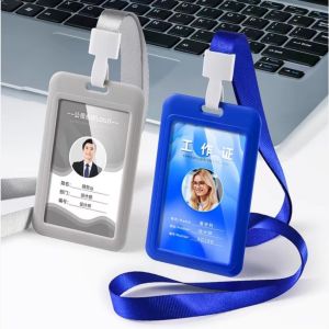 3pcs Blank Slide Cover Push-close Hard Card Sleeve ABS Plastic Badge Work Card Staff Card Cartoon Color Large Card Sleeve