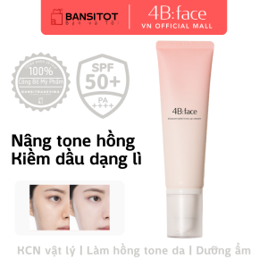 Kem chống nắng nâng tông hồng da 4B:face Blossom pink tone up Cream SPF50+ PA++++ 4Bface