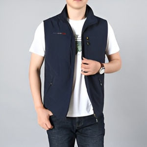 Mens Casual Sleeveless Vest Jacket Waterproof Wear-Resisting Windproof Multiple Pockets Outdoor Waistcoat For Hiking Sports