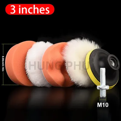 6 Cái/bộ miếng đánh bóng xe hơi Vinix 3/4/5 inch miếng đánh bóng bánh xe
