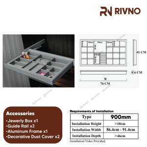 Rivno Bedroom Wardrobe Decorations Shelf Metal Leather Jewelry Tray Drawer Sliding Pull Out Bakset