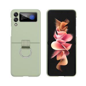 Pure Color Ring Hard PC Phone Case for Samsung Galaxy Z Flip 7 6 5 4 3 Protective Back Cover