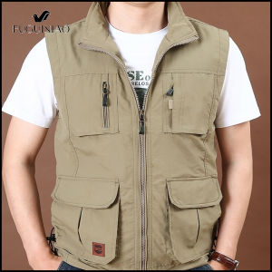 Fuguiniao Nam Rộng Nhanh Khô Áo Ba Lỗ Nam Túi Thể Thao Ngoài Trời Cổ Cao Áo Ba Lỗ Áo May Ô