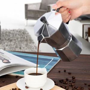 SAGOER Octagonal Coffee Maker Moka Pot 50ml 100ml 150ml 300ml 450ml with Stainless Steel Filter Espresso Kettle Vintage Aluminum Cafe Brewing Tools Stovetop