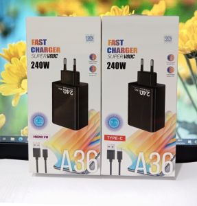 Charger OPP A36 Full Black 240W  Fast Charger Super VOOC Support Fast Charging