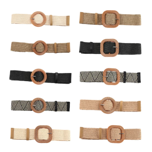 Elegant Braided Waist Belt for Women Simple Buckle Belt Stretchy Elastic Waistband for Dress Decorative Wide Waiststrap