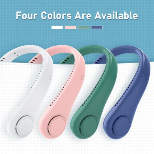 Portable Neck Fan 2000mAh Wireless Handled Free Bladeless Hanging Sport Cooling Fan Wearable Personal Leafless Neck Fan Dual Cooling Mini Fan Hanging kipas angin murah 挂脖风扇