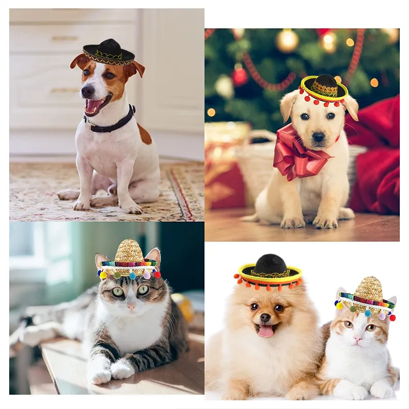 6pcs Mexican Hat Sombrero Party Hat Fiesta Puppy Supplies Farmers Hat  Sombrero Straw Cap Kids Costumes Pet Puppy Straw Hat Hats Polyester Mini  Mexico