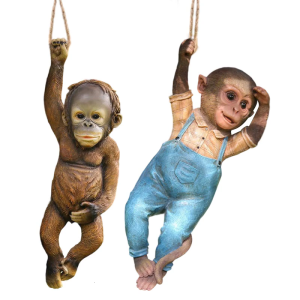 Monkey Miniature Statue Garden Decors Resin Animal Sculpture Hanging Ornament Outdoor Statues for Yard Lawn Accessories