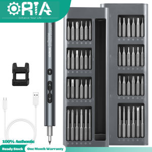 ORIA 62 in 1 Electric Screw Driver Set USB Rechargeable Screwdriver Kit Tools Set 45mm + 28mm S2 Steel Bits with 3 LED lights[stock ready]