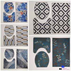 New Bathrugs Sets of 3 Piece of Bath Mat Seamless Soft Non-slip Bath Rug Set Absorbent Shower Rugs Toilet Seat Cover U-Shaped  Toilet Mat Bathroom Modern Abstract Geometric Art  D-211