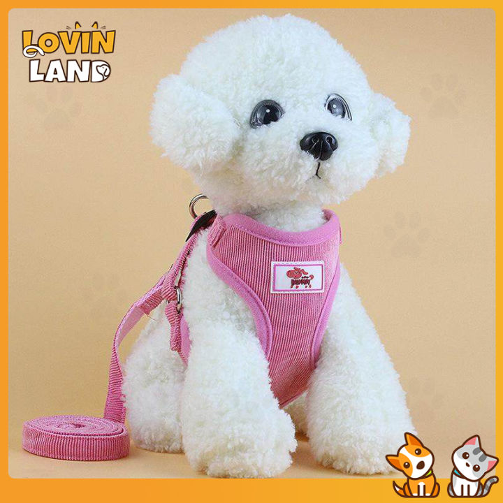 Lovinland Dog Harness Leash Set Adjustable Breathable Dog Cat Collar Vest  Harness for Dog Puppy Pet Chihuahua Chest Strap Dog Accessories(Pink)