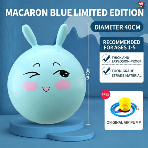 [SG Seller]Children Bouncy Jump Hopper Ball with Rabbit Ears Heavy Duty Anti Burst Inflatable Toy for Fitness Playtime