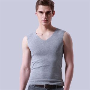 WANGYANLIA Elastic Fashion Tight Summer Stretch Solid Undershirt Mens Tank Tops Ice Silk Seamless
