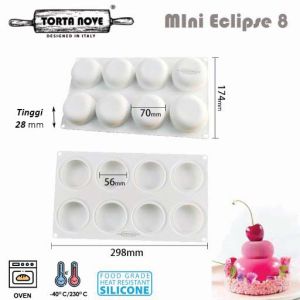 Cetakan kue silikon MINI ECLIPSE 8 Cheese cake Neopolitan mirror glaze mousse entremet puding coklat