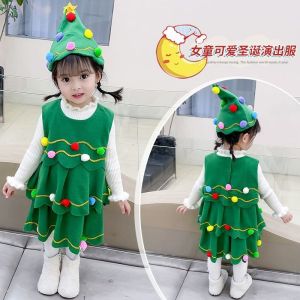 DSF Studio Christmas Kids Clothing Boys and Girls Performance Clothing Kindergarten Dress Green Christmas Tree Santa Thick