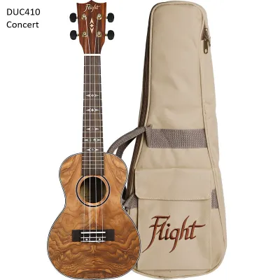 FLIGHT DUS410 (Soprano) / DUC410 (Concert) QA Quilted Ash Ukulele + free padded bag