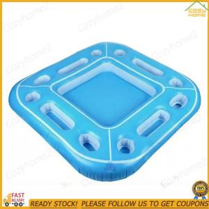 [Cozyhome2] Inflatable Card Game Table W/ Food Drink Holder Inflatable Pool Party Tray Float for Summer Party