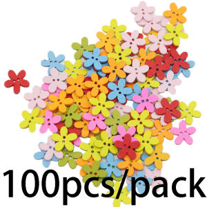 (100pcs/pack) 15mm Colorful Cartoon Wooden Buttons Dotted Design for Craft Round Sewing Scrapbook Home Decoration DIY