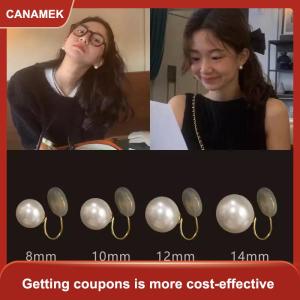 【CANAMEK 】 Pearl Ear Clip Fashion Without Ear Hole Earings Simple Ear Cuff Fake  Fashion Jewelry Sweet Earings For Women