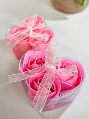 3pcs Heart Shape Rose Soap Flower Gift Box for Teachers Day Farewell Gift For Colleague Gift Box Surprise For Girl Wedding Doorgift Birthday Gift Set Women Special Giftbox Surprise For Women