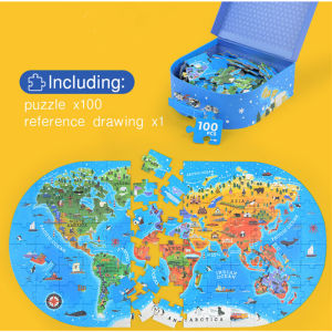 Mideer Wonderful World Map Jigsaw Floor Puzzle 100pcs with Gift Box Early Learning & Educational Toy Great Gift for Girls and Boys Age 3 and Above