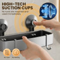 TAILI Aluminum Shower Caddy Suction Cups, Shower Shelf Drill-Free Shower Organizer, Rustproof Bathroom Caddy Wall Mount Shower Basket, Strong Weight Shower Storage, Black. 