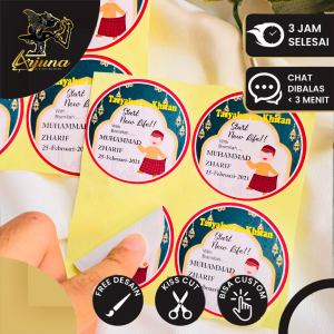 5-8 Arjuna Sticker Label Tasyakuran Khitanan Free Desain Custom Syukuran Walimatul Khitan Sunatan