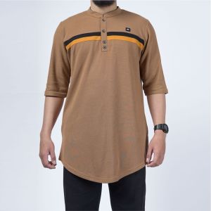 KHOIRUMMAH Koko Kurta Zubair | Baju Muslim Pria Dewasa Lengan 3/4 | Koko Kurta Pakistan Polos | Cream