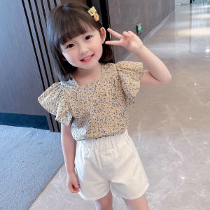 (LOLI-JKT) BS-245 SET PAKAIAN ANAK CEWEK MOTIF BUNGA KUNING & BIRU +CELANA SIZE 100-140