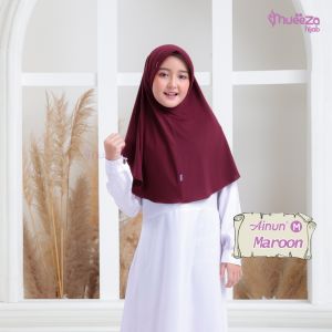 Jilbab Instan Sekolah Anak Ainun Bahan Premium Spandex Jersey Design Pola Jilbab dan Pet Antem by Mueeza Hijab