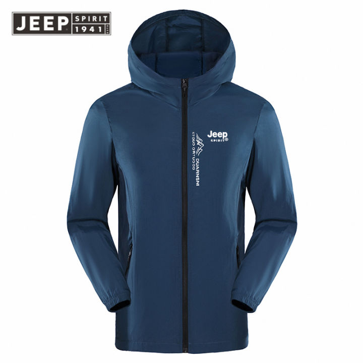 JEEP SPIRIT Camping Rain Jacket Men Women Waterproof Sun Protection Clothing  Fishing Clothes Quick Dry Skin Windbreaker With Pocket