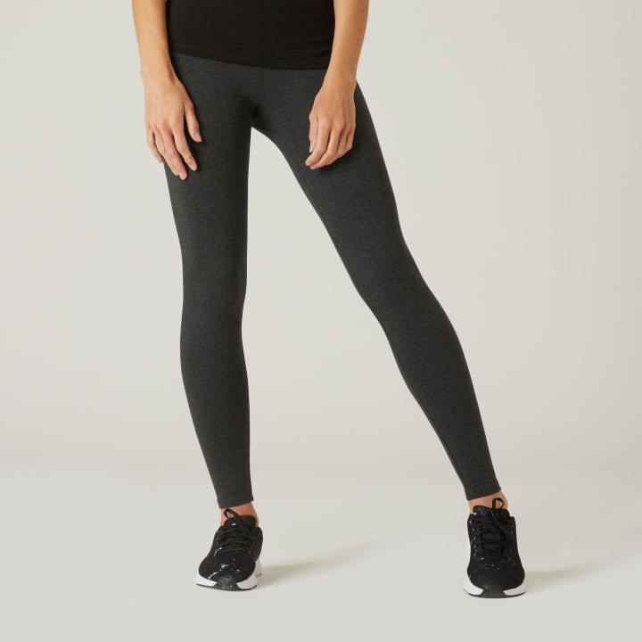 Women's Cotton Yoga Leggings - Black/Grey - Decathlon
