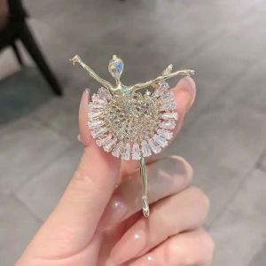 TKNUS Exquisite Fashion Party Clothing Accessories Girl Gift Crystal Ballerina Pin Ballet Girl Brooch Korean style Womens Brooch