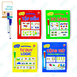Sách - Làm Toán Không Sợ Sai - So Sánh Cộng Trừ Tư Duy Tập Đếm - Viết Xoá Được ( 4 Cuốn )