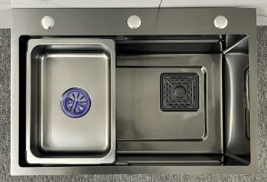 Chậu rửa bát 1 Hố KENISI Inox 304 bồn rửa chén 1 ngăn lớn Nano chống xước kèm chậu nhỏ thớt xi phông