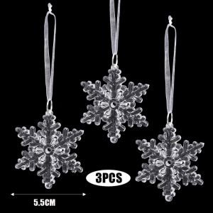 6pcs Clear Acrylic Snowflake Christmas Tree Ornaments / Star Ice Picks Deer Shaped Crystal Hanging Pendant / Christmas New Year Party Home Decoration Supplies