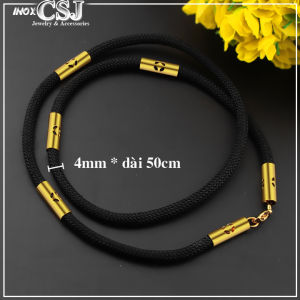 DÂY CHUYỀN DÙ ĐEN BỌC INOX MẠ VÀNG HÌNH KIM TIỀN cầu may mắn đẹp mà chất